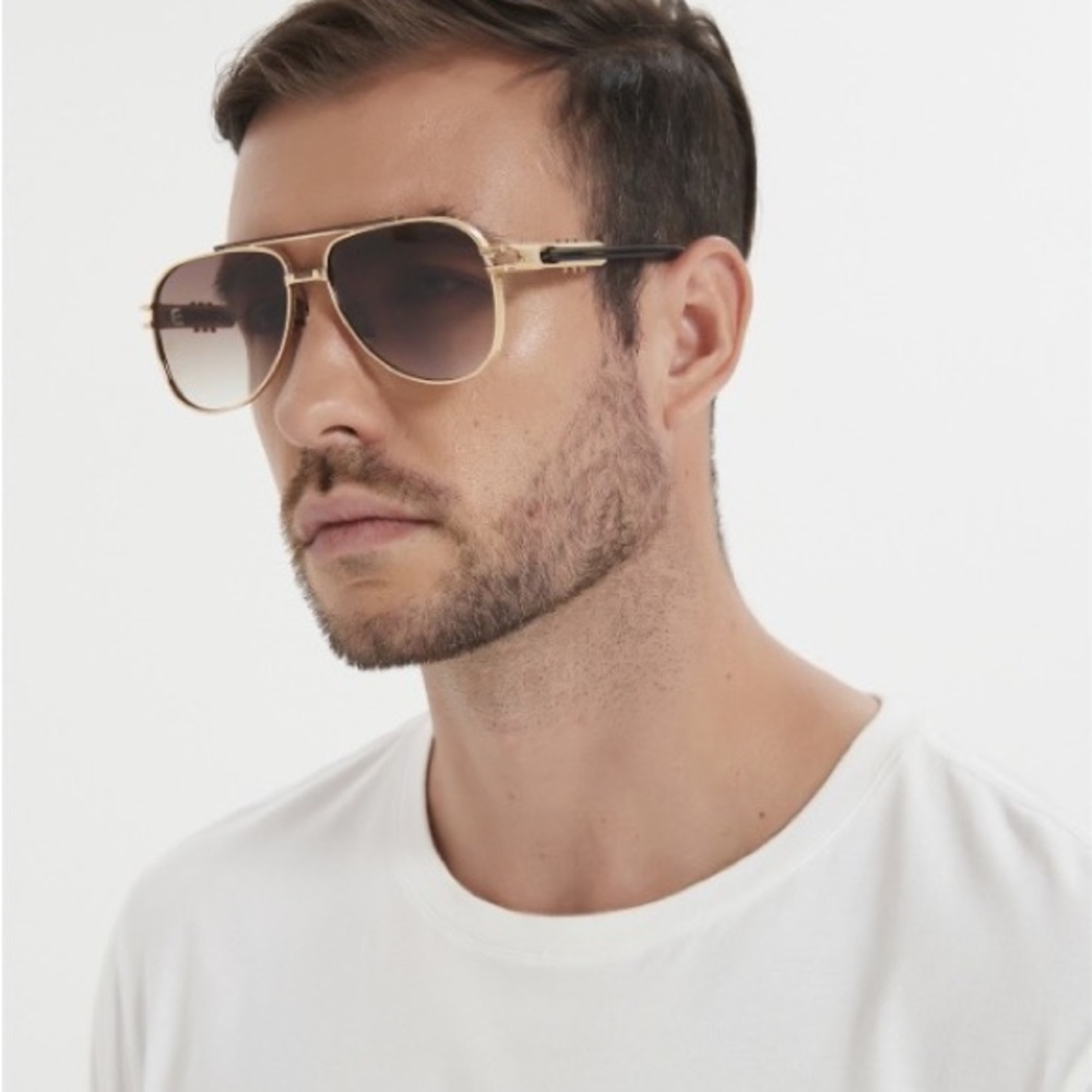DITA Gold Aviator Sunglasses with Gradient Lenses